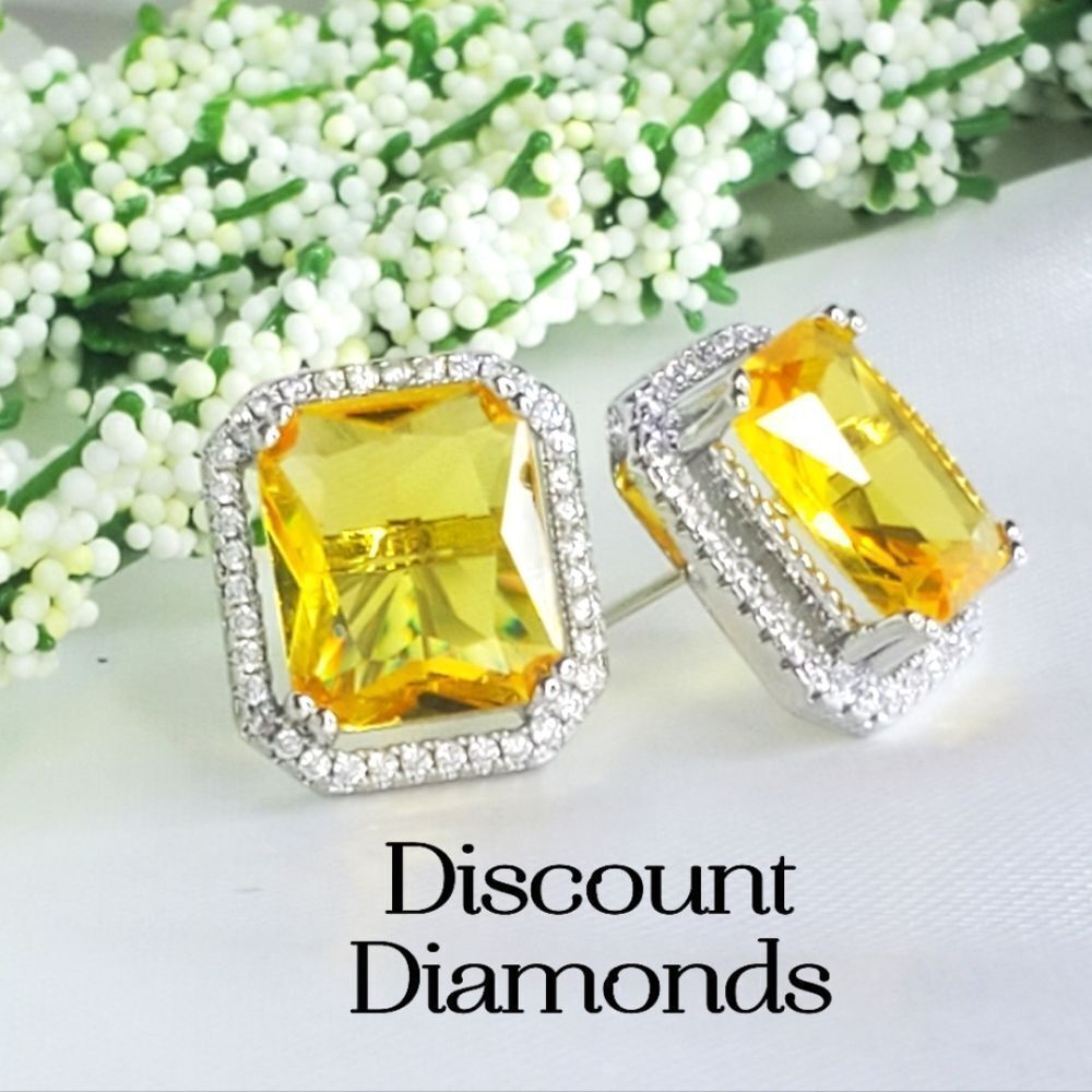 Yellow and Silver Stud Earrings